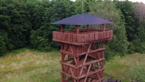 Observation Tower on the field and forest edge Stock Footage 278866840