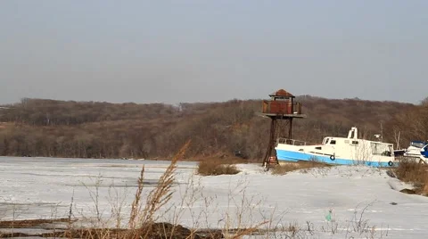 Observation tower on lake Video stock 48408316
