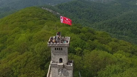 Observation tower on Mount Akhun in Sochi, Russia. Panoramic view . Stock Footage 86431218