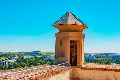 Observation tower on the upper wall of the Nitrograd castle in Nitra, Slovaki Stock Photos