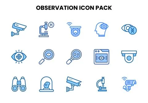 Observation Two Colour Graphics Icons Pack Stock Illustration