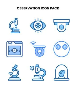 Observation Two Colour Icons Pack Stock Illustration