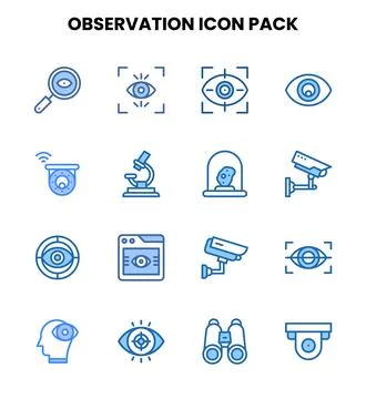 Observation Two Colour Icons Pack Stock Illustration