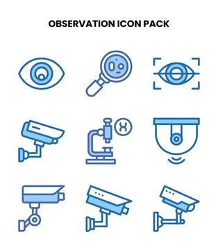 Observation Two Colour Scalable Icons Pack Stock Illustration