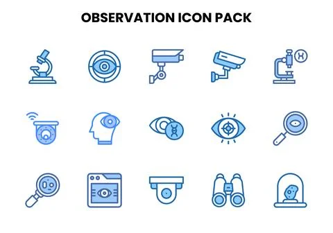 Observation Two Colour Scalable Icons Pack Stock Illustration