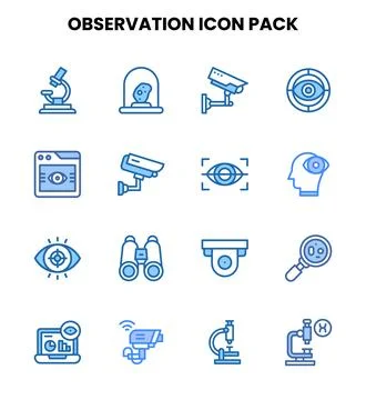 Observation Two Colour Scalable Icons Pack Illustrazione stock