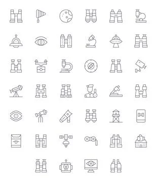 Observation Vector Icon Arsenal with 40 256x256 Thin Line Pixel Aligned desig Stockillustratie