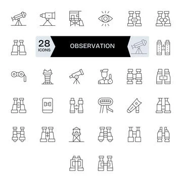 Observation Vector Icon Toolkit featuring 32 PIXEL Perfect Retina Ready Thi.. Stock Illustration