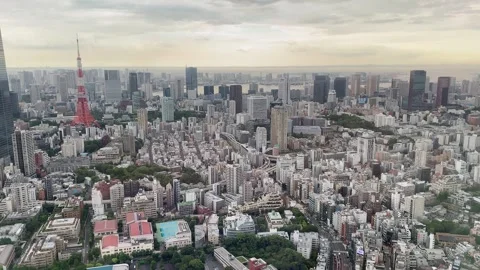 Observation view cityscape building and Tokyo Tower from Roppongi hills tower. Stock Footage 285030245