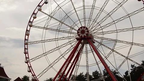 Observation wheel over clear blue sky background Stock Footage 72075610