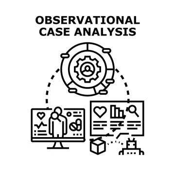 Observational case analysis collecting patient data research Stock Illustration