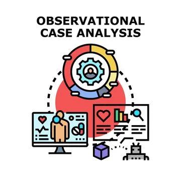 Observational case analysis collecting patient data research Stock Illustration