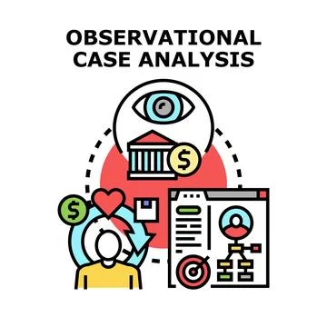 Observational case analysis research and data analytics Stock Illustration
