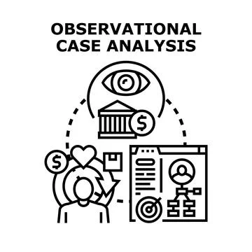 Observational case analysis research and data analytics Stock Illustration