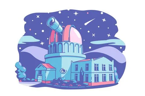 Observatory building with telescope Ilustración de archivo