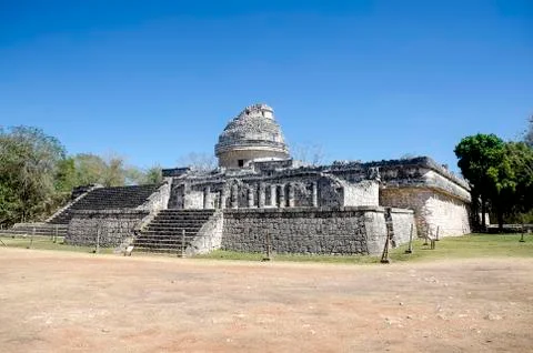 The Observatory at Chichen Itza, Wonder of the World Stock Photos