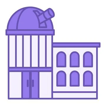 Observatory Color Icon. Vector Icon of Observatory Building with Telescope... Stock Illustration