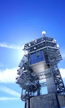 Observatory control tower structure Stock Photos