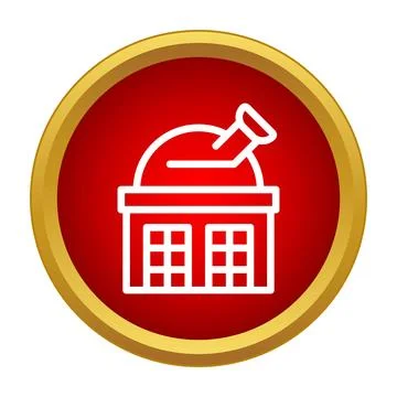 Observatory icon on a red and gold circle 库存插图
