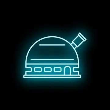 Observatory telescope building in neon light Ilustración de archivo