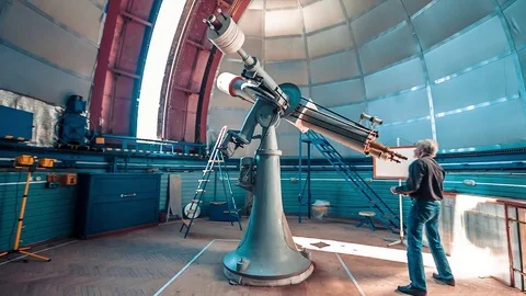 Observatory With A Telescope Stock Footage