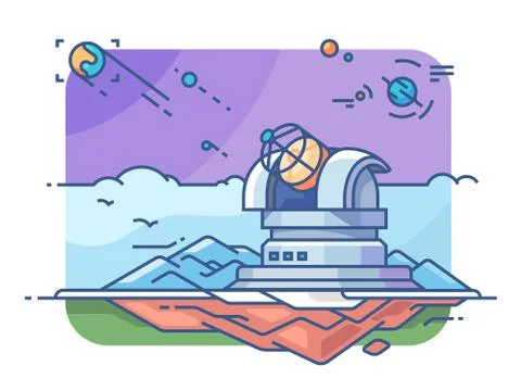 Observatory with telescope Stock Illustration