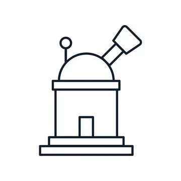 Observatory with the telescope in outline style Stock Illustration