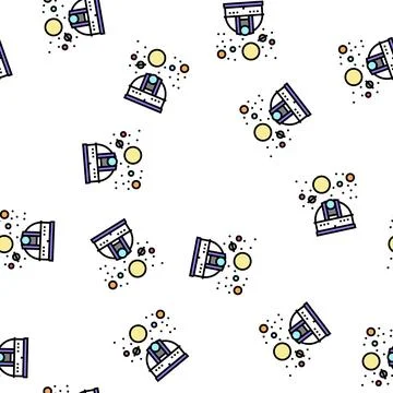 Observatory telescope watching on planets vector seamless pattern Stock Illustration