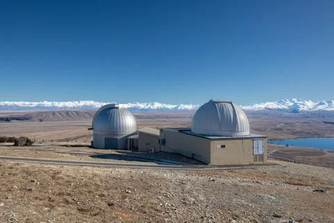 Observatory Telescopes on Mt John Stock Photos