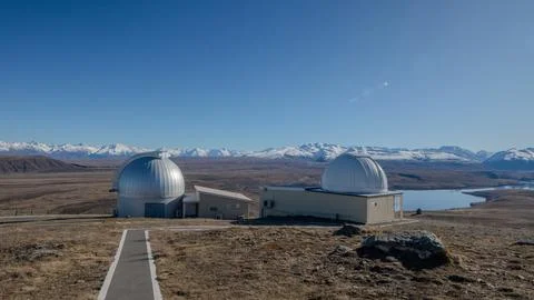 Observatory Telescopes on Mt John Stock Photos