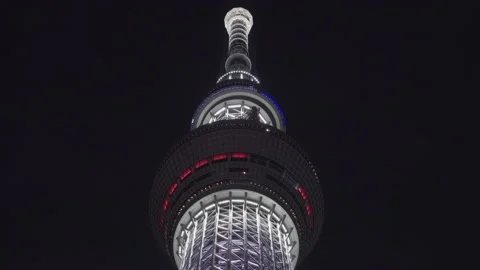 Observatory tembo deck and tembo galleria at top of Tokyo Skytree in the night. Stock Footage 154970012