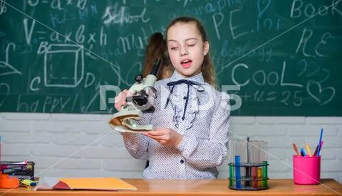 Observe chemical reactions. Formal education school. Educational experiment Stock Photos