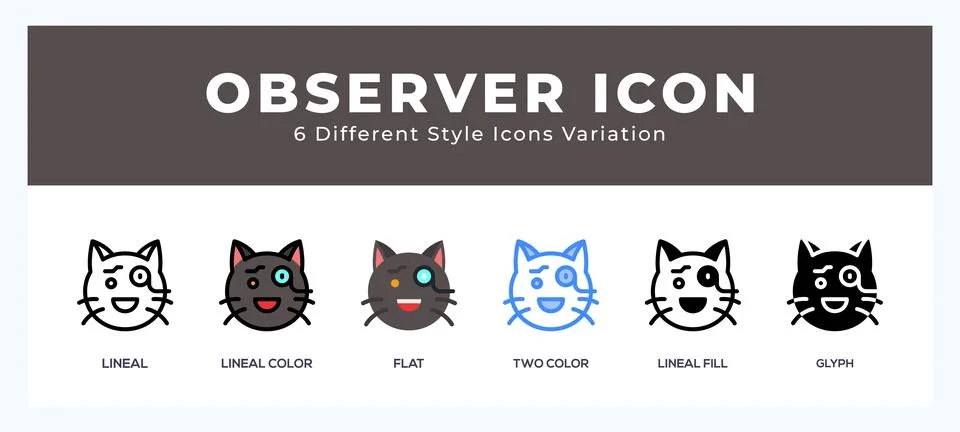 Observer cat vector icon. with different styles vector illustration. Stock Illustration