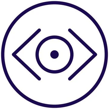 Observer icon. A simple outline sign of an abstract eye inside a circle Stock Illustration