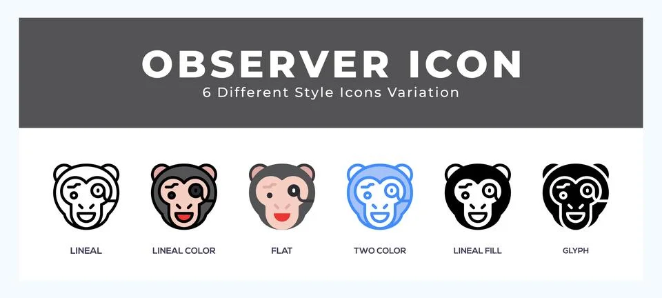 Observer monkey icon set. Design elements for logo Stockillustratie