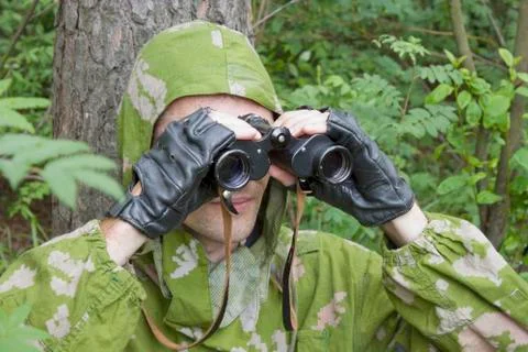 The observer in the woods Stock Photos