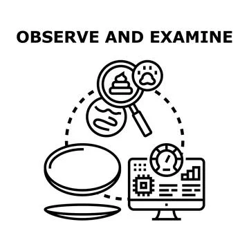 Observing and examining biological samples for analysis Stock Illustration