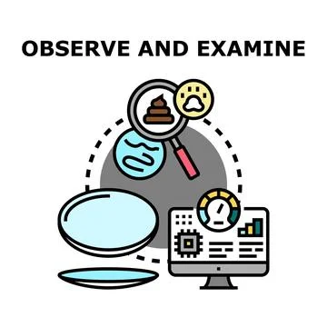 Observing and examining biological samples for analysis Stock Illustration