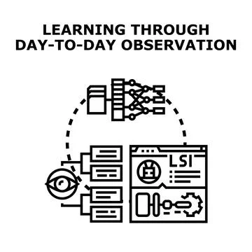 Observing and processing data for machine learning and continuous improvement Stock Illustration