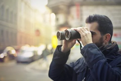 Observing man Stock Photos