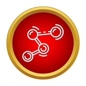 Observing a molecule structure icon on a red background イラスト素材