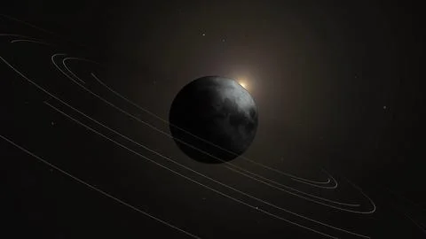 Observing Moon, Looking In The Solar System Illustrazione stock