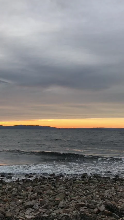 Observing the outstanding dusk over the Eastern Bosphorus, Vladivostok Stock Footage 233097744