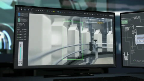 Observing the product manufacturing process using the futuristic ai program Stock-Footage 231439108