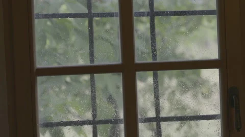 Observing a rainstorm through the window Stock Footage 160149766