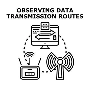Observing secure data transmission routes and network connectivity イラスト素材