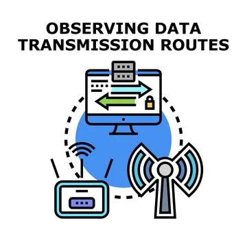 Observing secure data transmission routes and network connectivity Stock Illustration