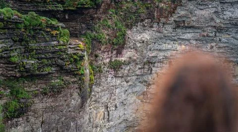 Observing the Trickle of a Waterfall During Drought Season Stock Photos