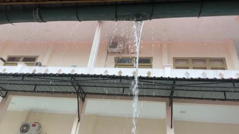 Observing Water Flow from Above in a Quiet Courtyard Stock Footage 325292295
