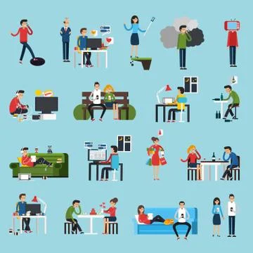 Obsessions Icons Set Stock Illustration